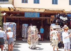 News stand and tourist books in several foreign languages. Venetian Harbour, Chania.