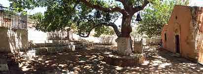 Church of Agia Ioannis, Rodopos peninsula, north western Crete. Beside it the huge plane tree.  Annual pilgrimage August 29th.