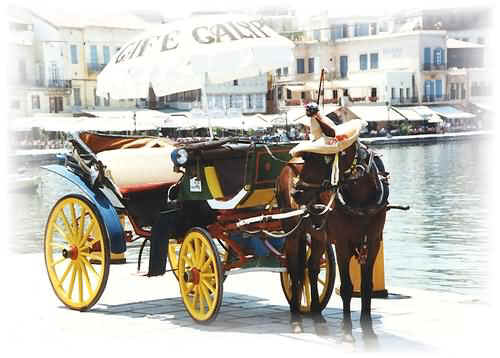 Horse and Carriage, Venetian Harbour, Chania, North-West Crete.