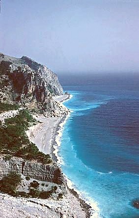 Beach at end of Klados Gorge, southern face of Leka Ori, west of Smaria Gorge, Crete.