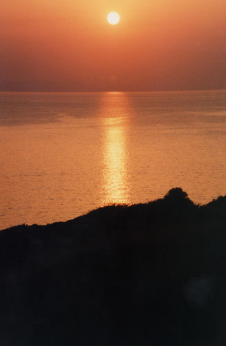 Sunset over Rodopos peninsula, seen from Kalathas, Akrotiri, Chanai, North West Crete.